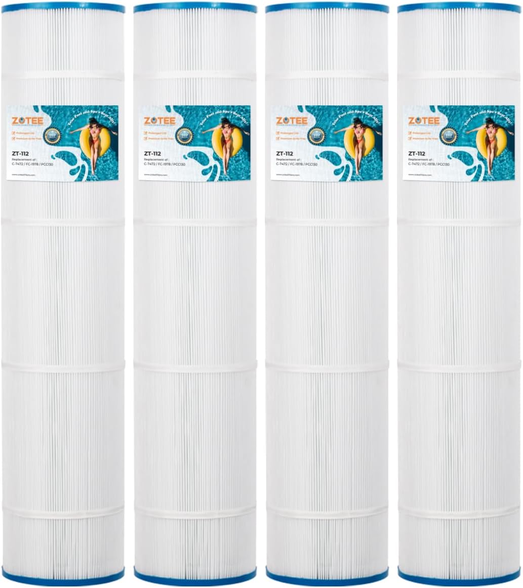ZOTEE PCC130-PAK4 Pool Filter Cartridge Replaces Clean and Clear Plus 520, C-7472, Darlly 71252,FC-1978, 817-0143, PLFPCC130, 32-1/16