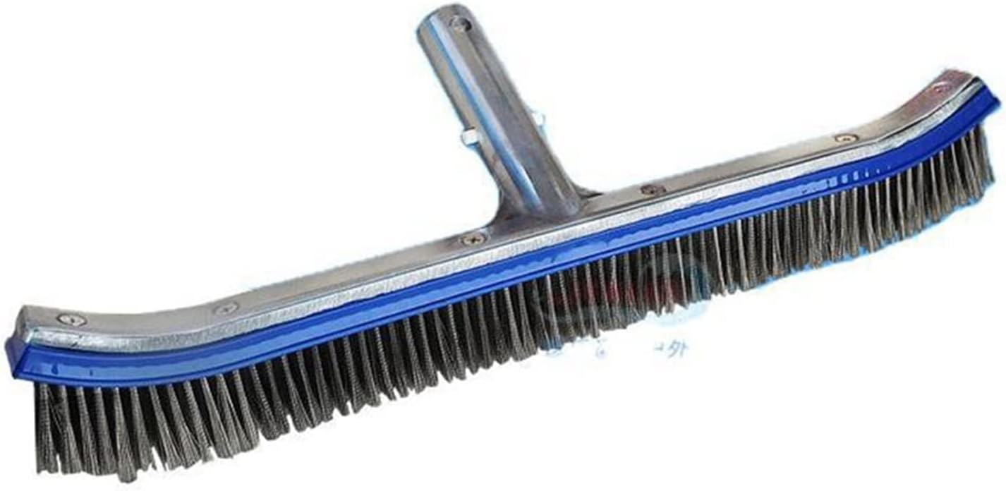 18 Inch Stainless Steel Swimming Pool Brush with Small Brush Fit for Cleaning Walls Tiles Floors (Color : Blue) (Color : Blue)