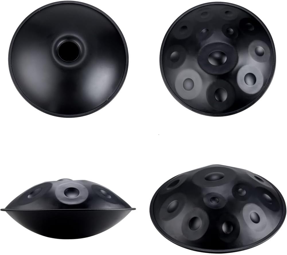 440HZ Steel Drum in 22Inch D Minor 12 Notes Hand Pan Drum Percussion Musical instrument with Soft Hand Pan Bag (12 Notes Black Handpan)