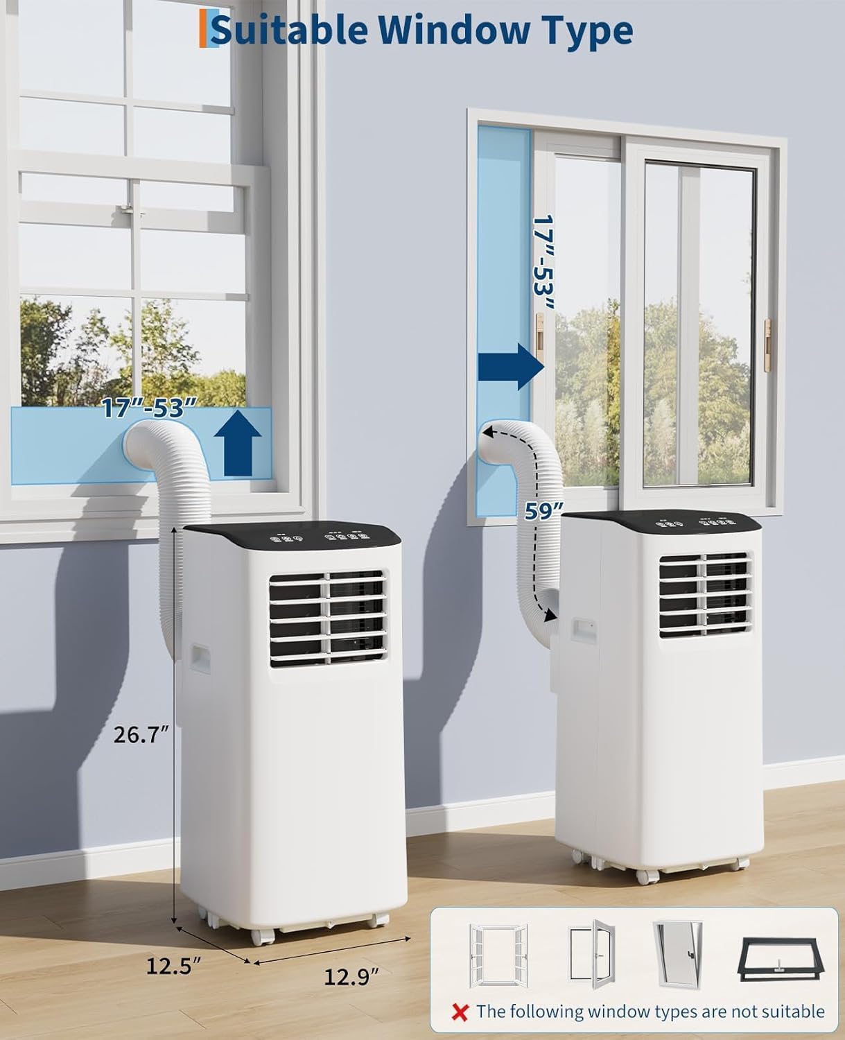 Portable Air Conditioner, 8,000 BTU for Large Room up to 450 Sq. Ft., Portable Air Conditioner w/ 24H Timer, Dehumidifier & Fan Modes, Bedroom AC Unit