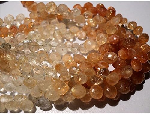13 inch natural beads strand of 7mm faceted onion sunstone gemstone briolletes beads for DIY jewelry - necklace, bracelet, earring, ring.