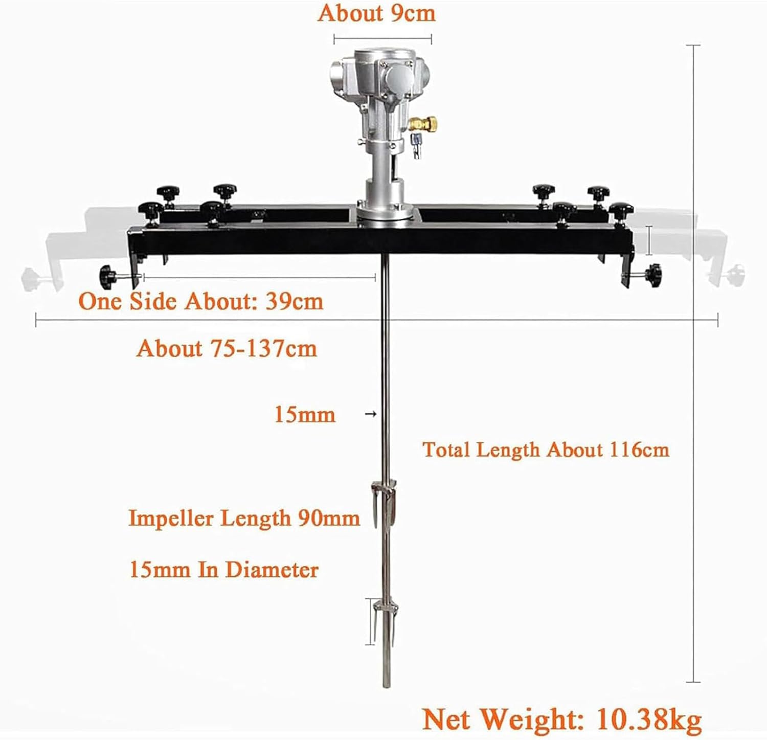 Pneumatic Paint Mixer Pneumatic Agitator 2/1hp Bung Mount Tank Barrel Drum Mixer | Pneumatic Bracket Mixer,
