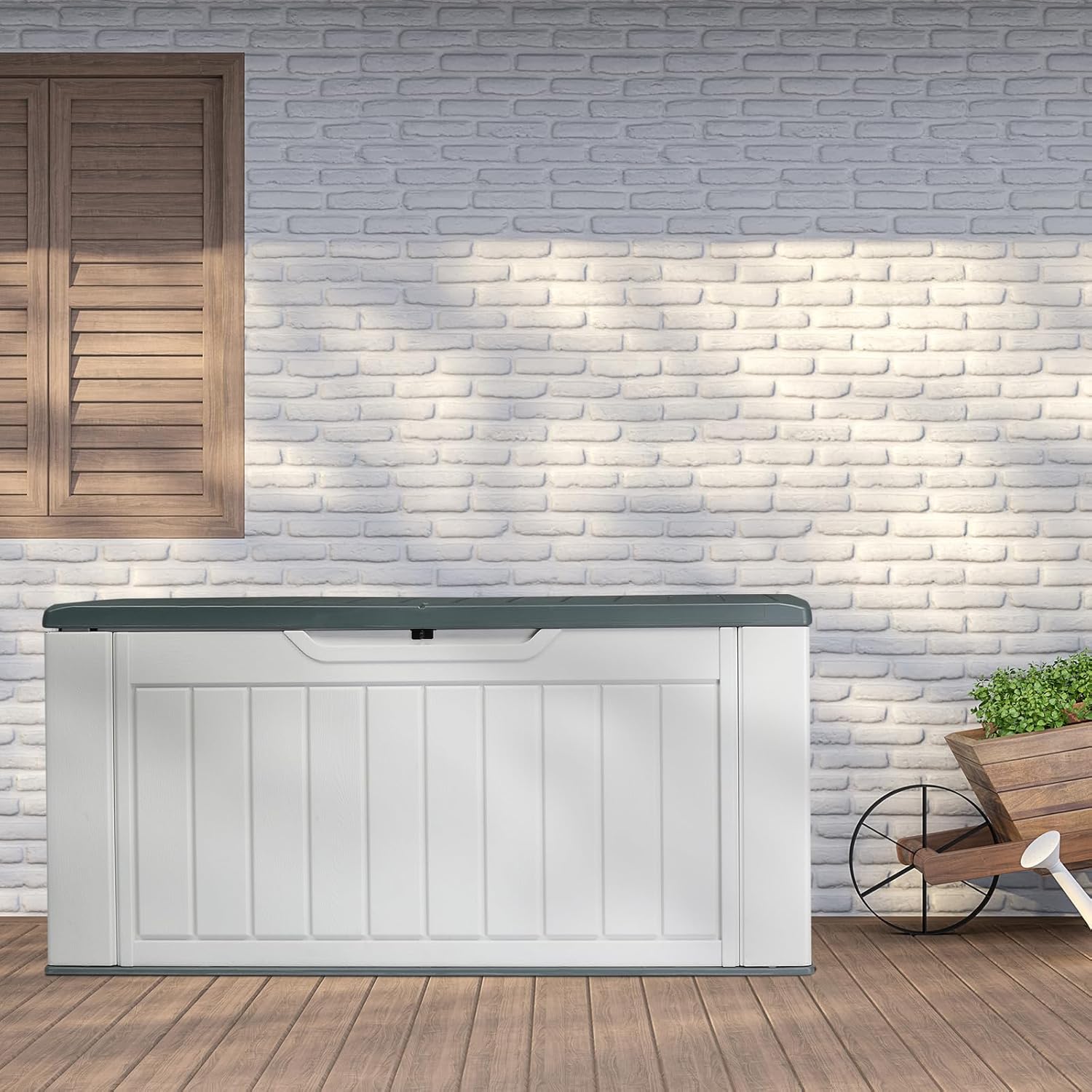 JHshop Upgraded 158 Gallon Outdoor Storage Box, Resin Storage Containers, Deck Box Patio Furniture for Garden, Pool, Balcony, Yard,Patio Furniture,Outside Storage Box 58.9