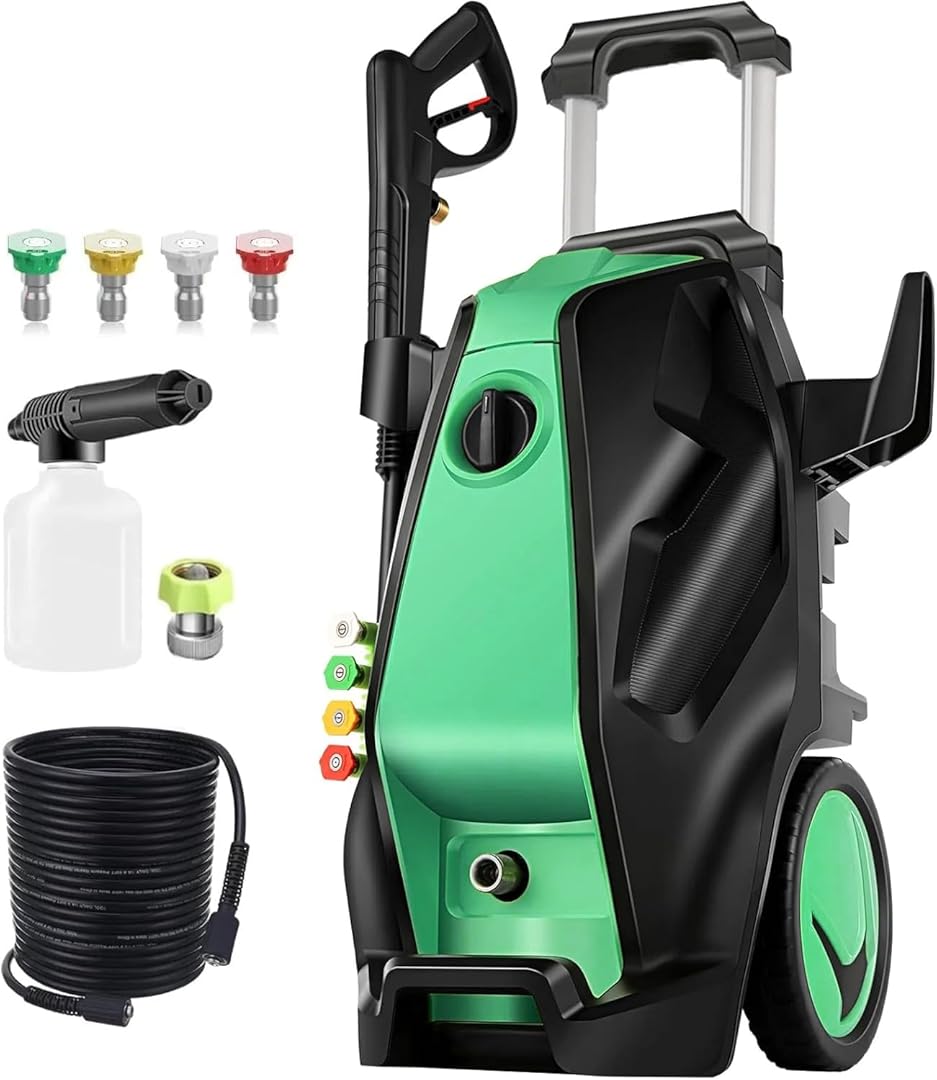 Pressure Washer, 5000 PSI 4.0 GPM Heavy Duty Power Washer with Foam Cannon, 4 Nozzle Tips,33FT Hose and Soap Bottle for Home/Cars/Driveways/Patios/Decks/Fences,Green