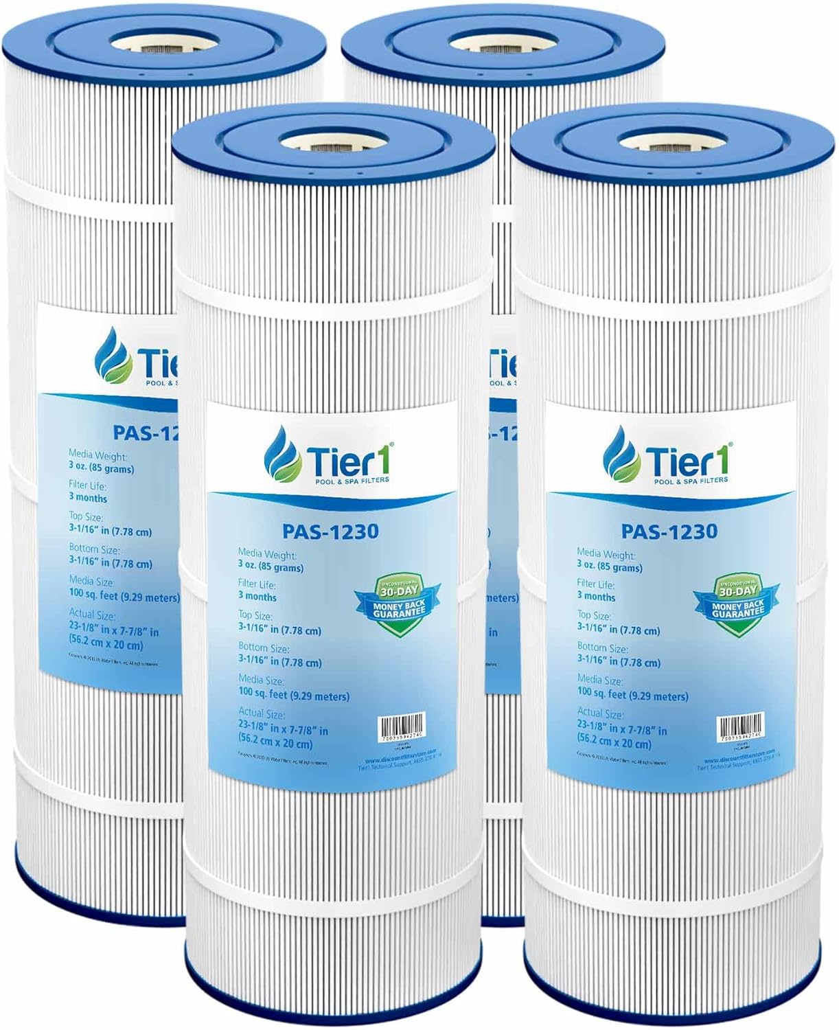 Tier1 Replacement for PacFab Pool Filter Cartridge PFAB100 – 4 Pack | Compatible with R173300, Unicel C-7699, Pleatco PFAB100, Filbur FC-1950 | 22-1/8