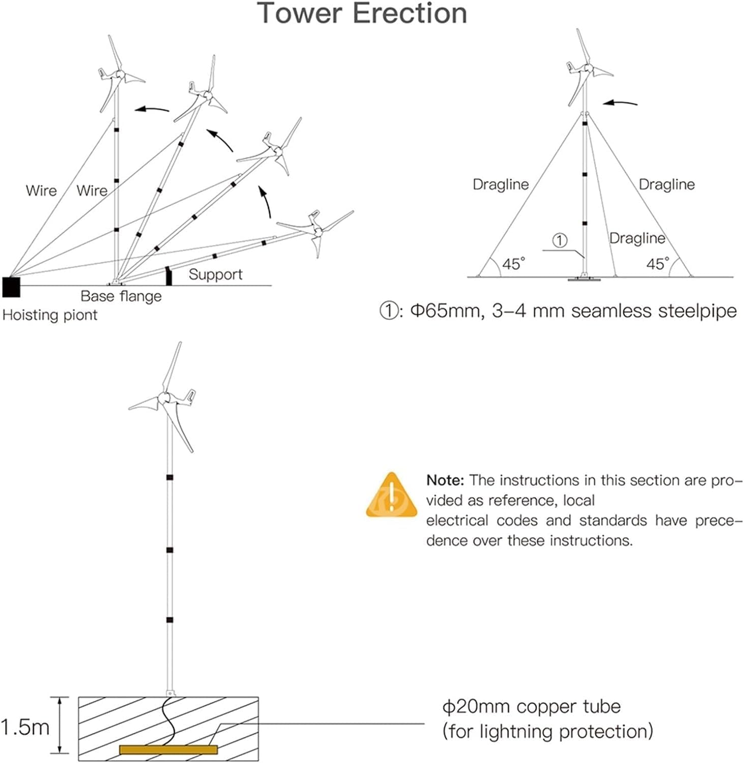 8000W Wind Turbine Kit 3 Blades Vertical Axis Wind Turbine Blue/Black Free Energy Power Production Equipment for Boat Patio Cabin