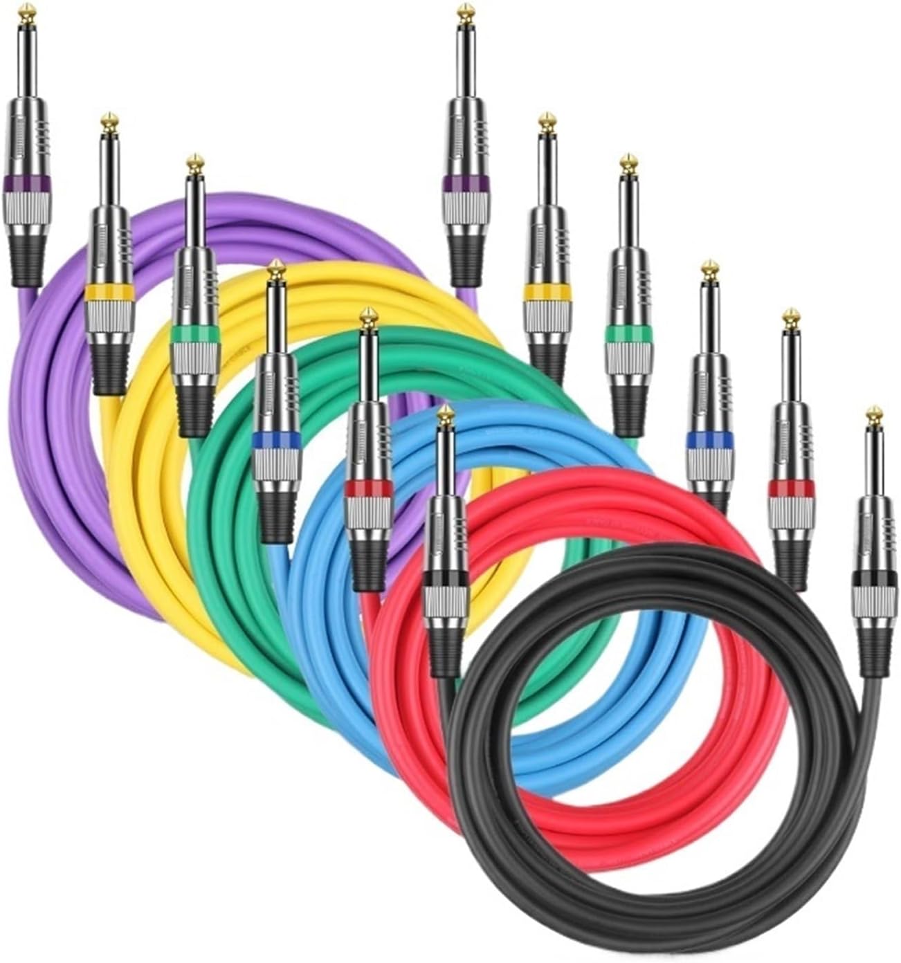 6.5mm TS Guitar Cable Male To 1/4 Inch Instrument Audio Aux Cables for Electric Mixer AMP(Blue M-M)