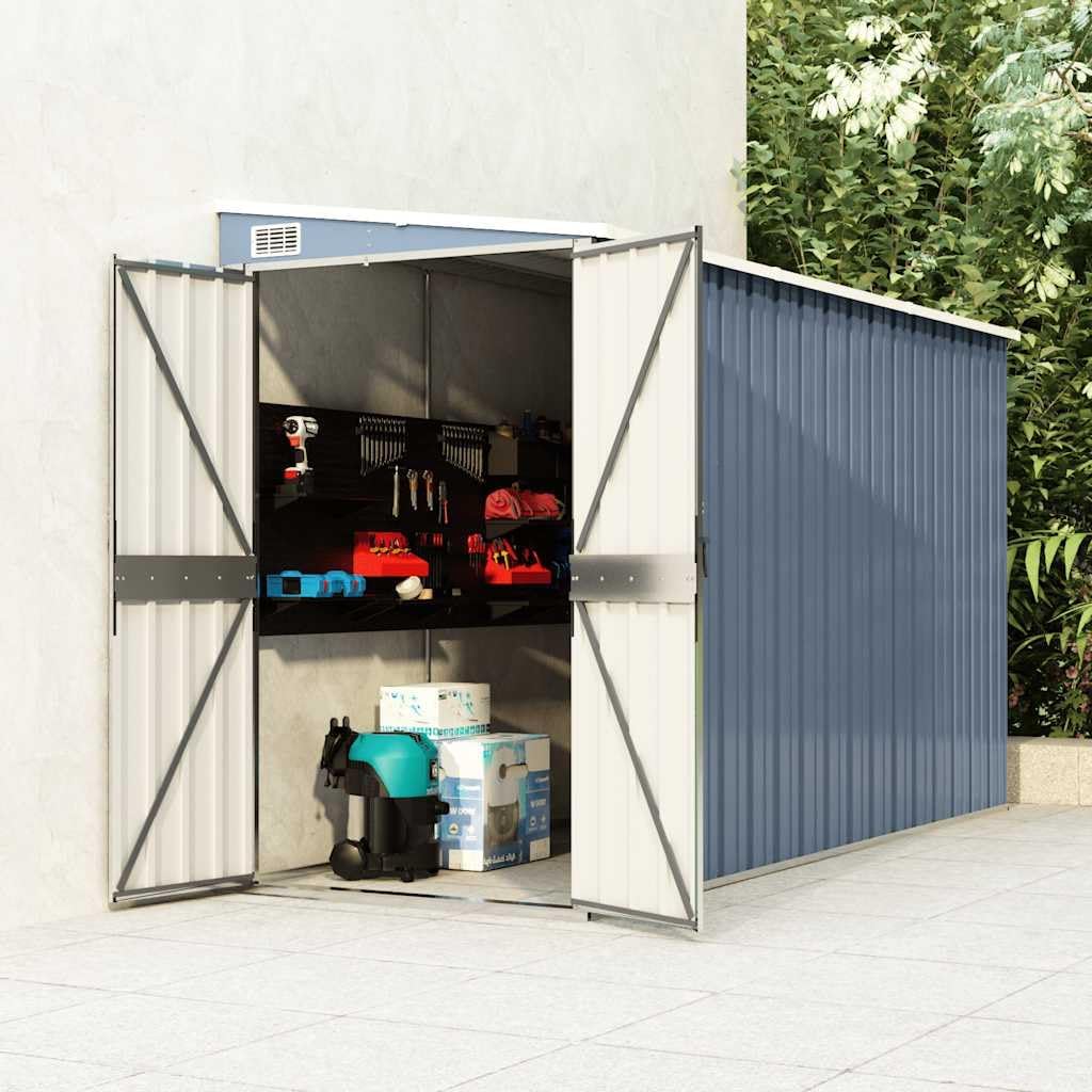 Wall-Mounted Galvanized Steel Outdoor Storage Shed Gray 46.5