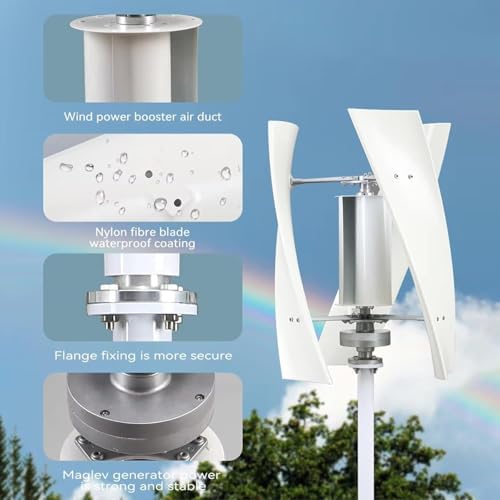 10000W 48V Wind Turbine Generator - Portable Vertical 3-Blade Helix Kit with MPPT Controller for Off-Grid Energy Independence & Home Power Solutions