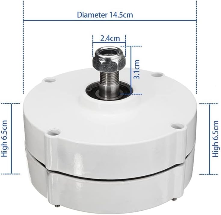 Wind Turbine, 400W 600W 12V 24V 3 Phase Gearless Permanent Magnet Generator for Wind Water DIY Horizontal Wind(with Base,12V_600W)