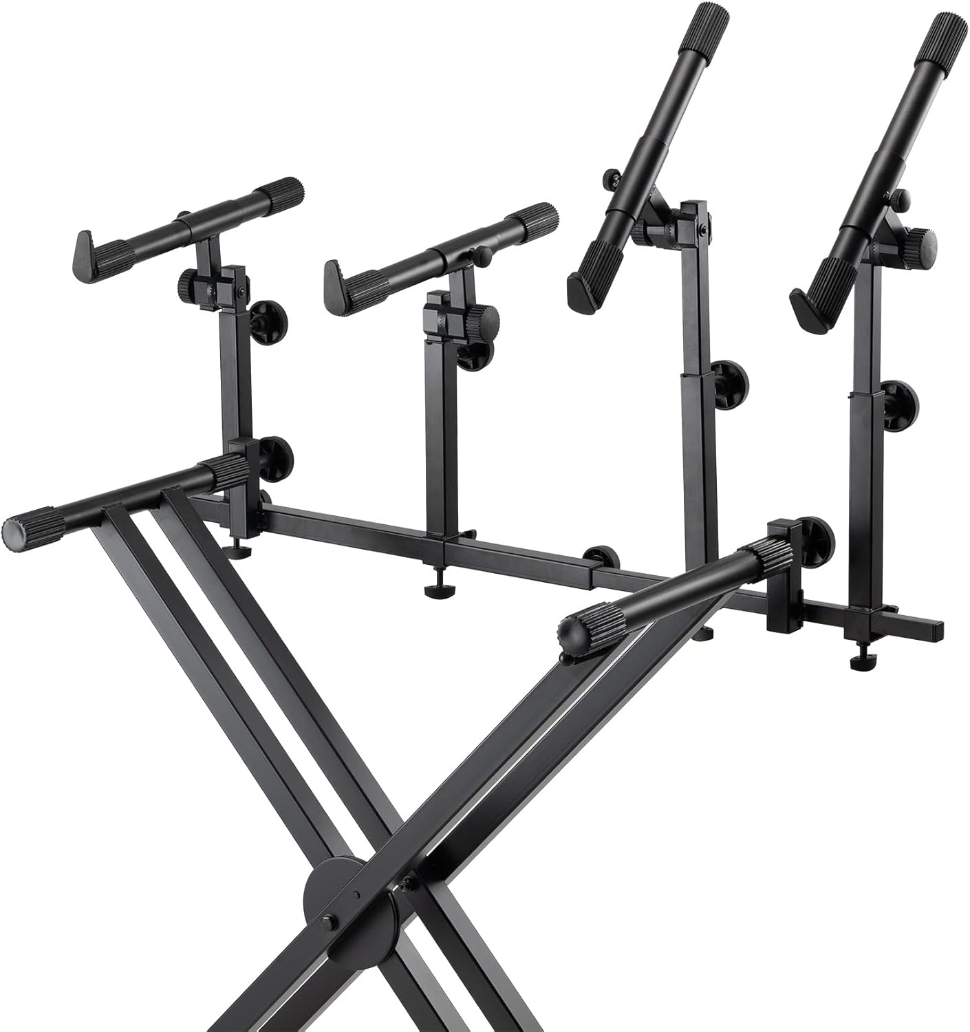 On-Stage KSA8500 Deluxe Keyboard Tier (Multi-Level Keyboard Support for Stacking Digital Pianos, MIDI Controllers, Synthesizers&Organs, Up to 66LBs, Adjustable Arm, Fits X-Style Stands, Black)