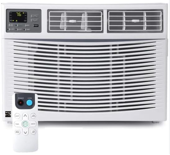 Kenmore KM10K-R 10,000 BTU Window Air Conditioner for Large Rooms up to 450 Sq. Ft. – Quiet Cooling, Remote Control, Easy Install, Energy Efficient, Digital Display, 3 Fan Speeds, Washable Filter