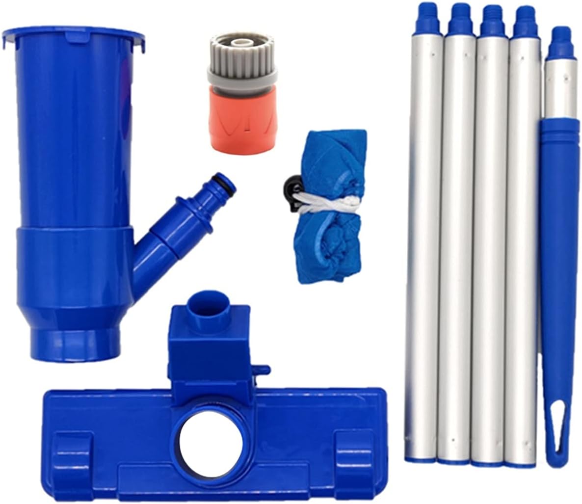 Swimming Pool Cleaning Tool Set Pond Fountain Skimmer Bottom Vacuum Brush Cleaner Brush with Handle Hot Spring Vacuum Cleaner (Color : Navy Blue)