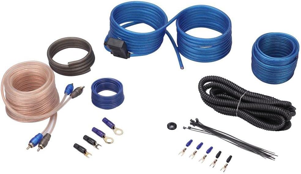 Rockville RTB12A Bundle: 12 in 600 Watt Powered Subwoofer Bass Tube with Bass Remote, RWK10 10 Gauge Amp Installation Kit with RCA and ANL Fuse Holder, 2-Items