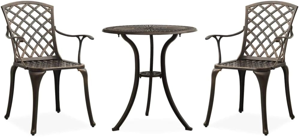 Furniture Sets 3 Piece Bistro Set Cast Aluminum Bronze,Premium Cast Aluminum Patio Bistro Set for Outdoor Relaxation and Entertainment Garden Conversation Sets