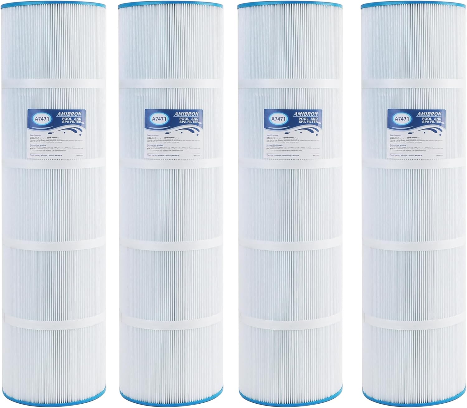 C-7471 Pool Filter Cartridge Replaces Pentair CCP420,Pleatco PCC105-PAK4,Ultral-A6,Clean and Clear Plus 420,Filbur FC-1977,FC-6470, R173576,178584,817-0106, L26-1/16 xOD7, 4X105 sq.ft. 4Pack