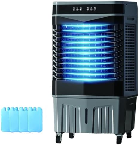 Indoor Swamp Cooler Fan, 3 In 1 Portable Air Conditioners, 10 Gallon Tank, 120° Oscillation, 4 Ice Packs, 12H Timer, Remote, 3 Modes & 3 Speeds Air Cooler for Room Cooling(80cm/31in)