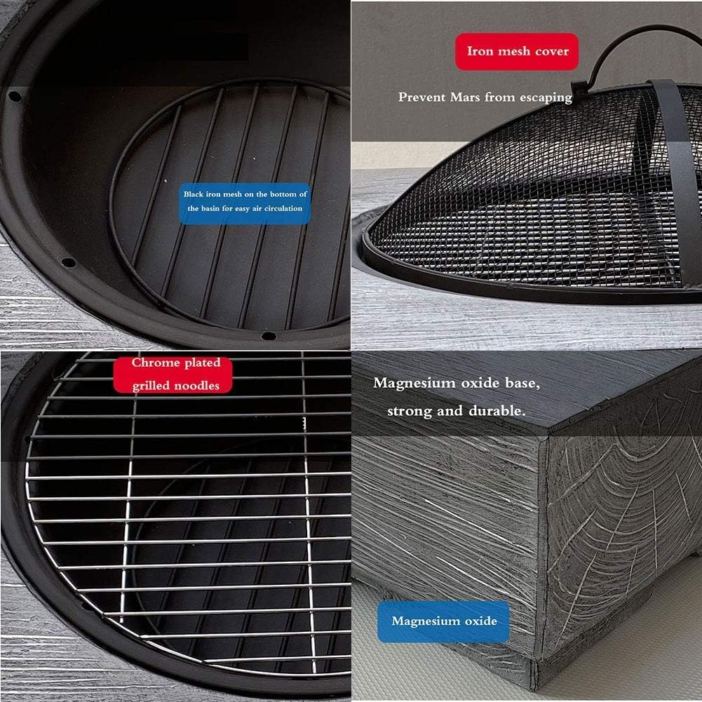 Small Firepit, Fire Pit Garden, Fire Pit BBQ Grill Fire Bowl for Garden and Patio Fashionable and Artistic Magnesium Oxide Base