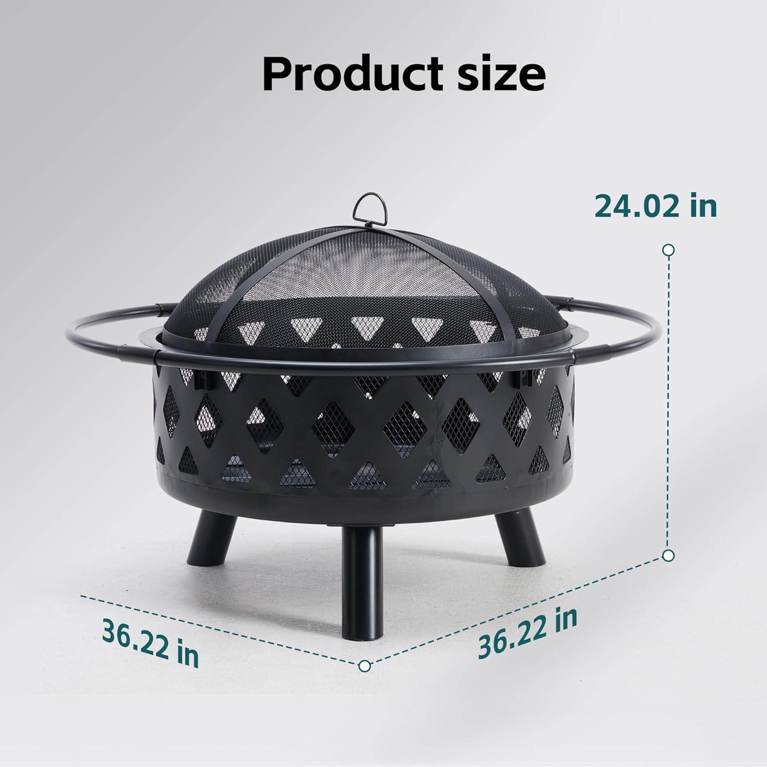 Smug 36 Inch Round Fire Pit, Wood Burning Fire Pits for Outside with Spark Cover Fire Poker, Outdoor Firepit for Patio, Backyard, Garden, Bonfire Party