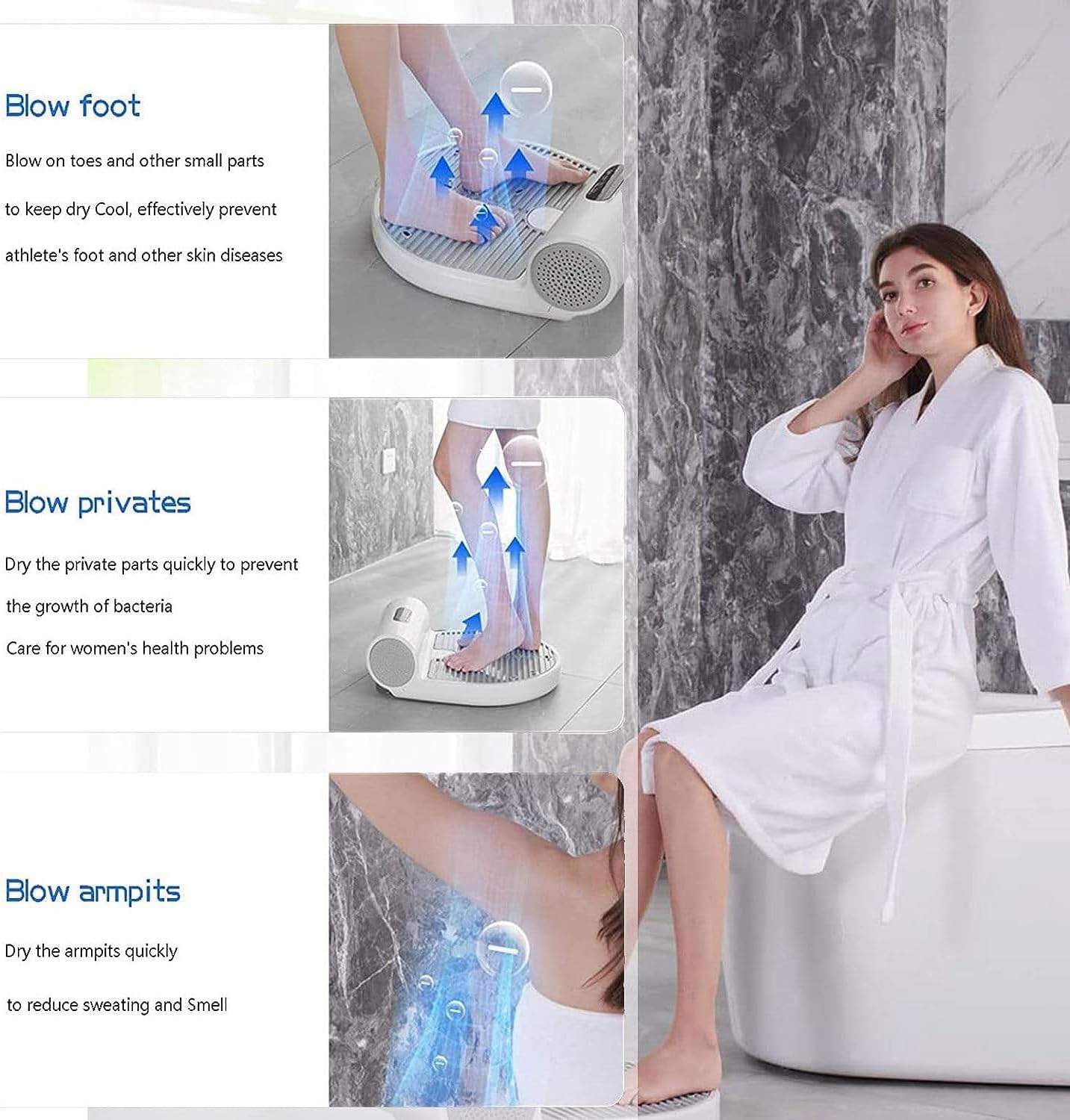 Body Dryer Negative Ion Full Body Dryer with 2 Gears Adjustment, Foot Dryer, Quick Air Drying, Heating and Cooling, Gravitys Sensing, for Home and Bathroom,Normalversion