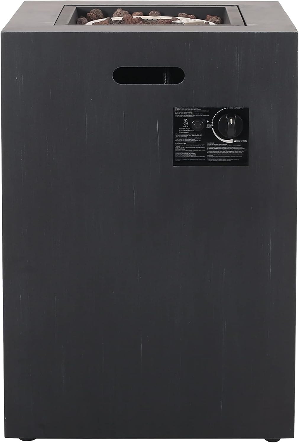 19.5 Inches Outdoor Propane Fire Pit – 30,000 Btu with Tank Storage, Brushed Black Finish – Includes 1 Door for Easy Tank Access – Ideal for Patio Backyard (1 Doors)