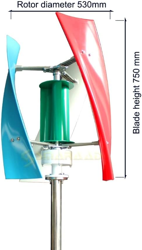 Wind Turbine Generator Kit, Energy Wind Turbine 600W 800W 1000W Vertical Turbine Permanent Magnetic Levitation 12v 24V With MPPT Controller for Hybrid Solar Wind System(MPPT Controlle,WHITE_24V)