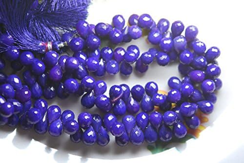 13 inch natural beads strand of 10-11mm faceted drop blue purple chalcedony gemstone briolletes beads for DIY jewelry - necklace, bracelet, earring, ring.