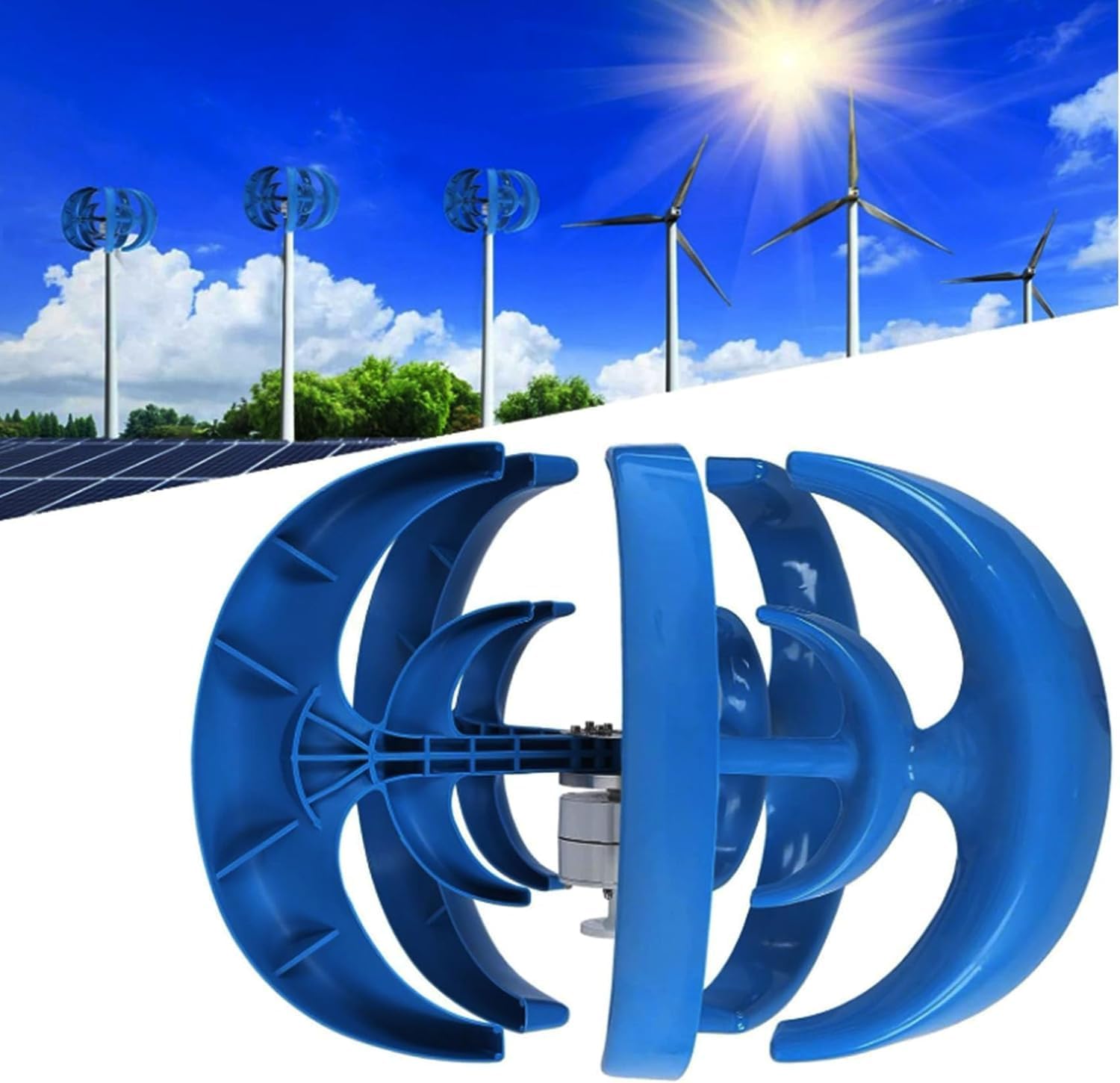 9000W Wind Turbine Generator, Vertical Axis 5 Blades Outdoor Windmill Kit with MPPT Controller for Home Use Vertical Axis