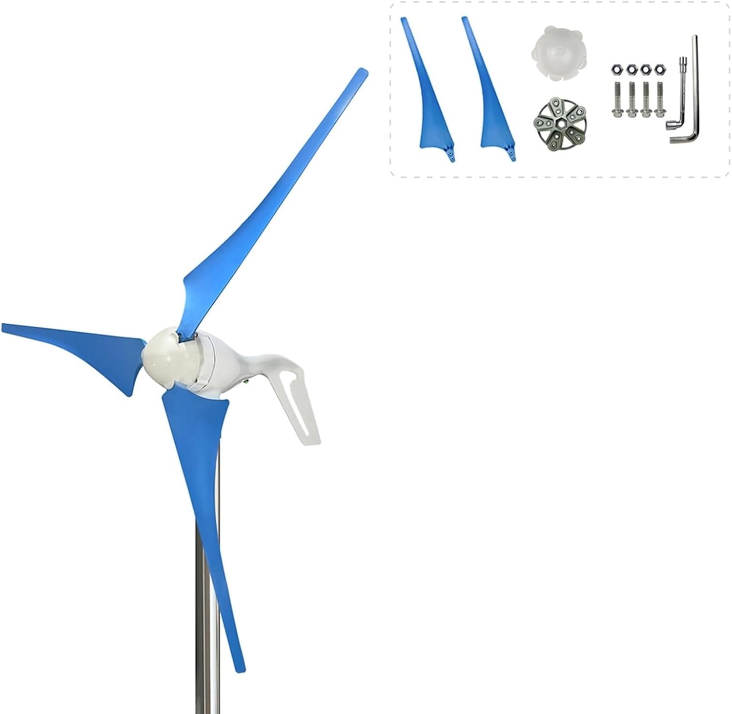 1000W Wind Turbine Kit 3 Blades 12V 24V 48V Vertical Axis Wind Turbine Blue/Black Free Energy Power Production Equipment For Boat Patio Cabin Or Mobile Home Charging ( Color : Blue , Size : 24V )