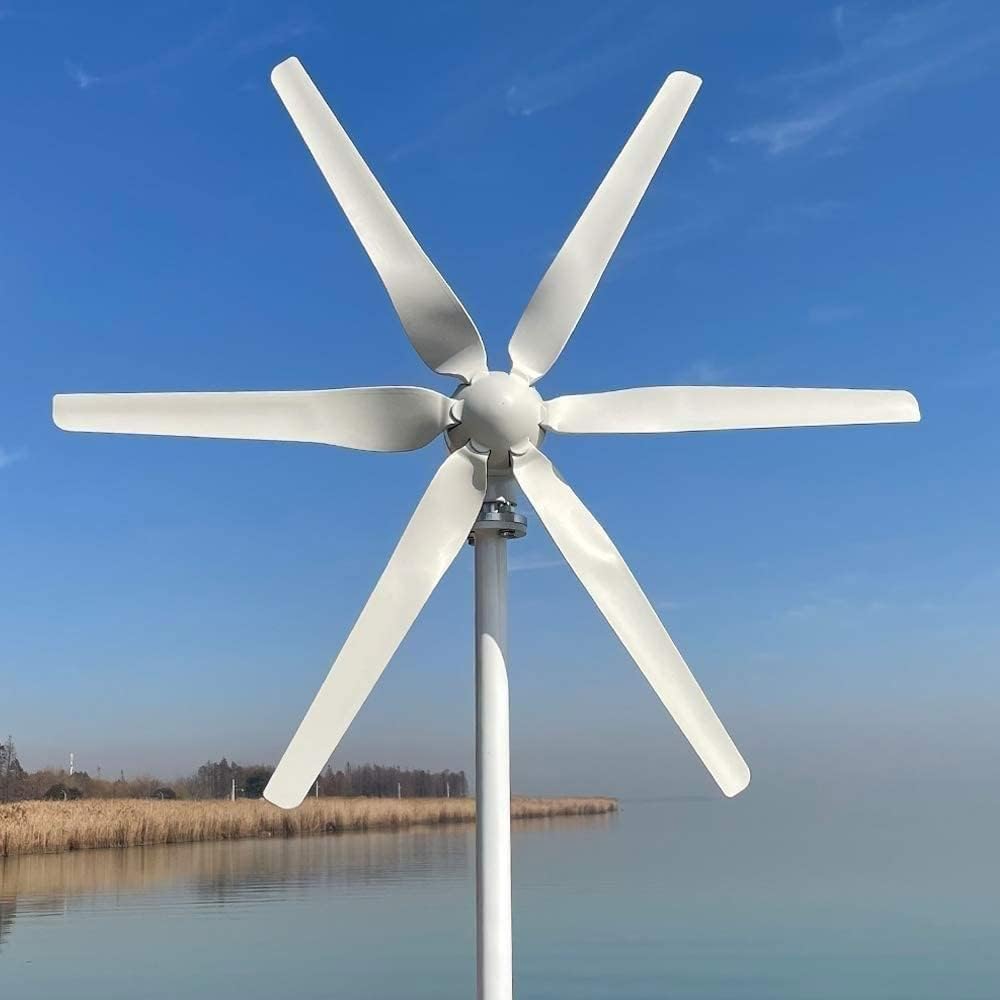 400W Wind Turbine Generator, 6 Blade 12V 24V Wind Generator Kit with Controller, Wind Power Generator for Marine, RV, Home, Windmill Generator for Home Farm Street Lamps