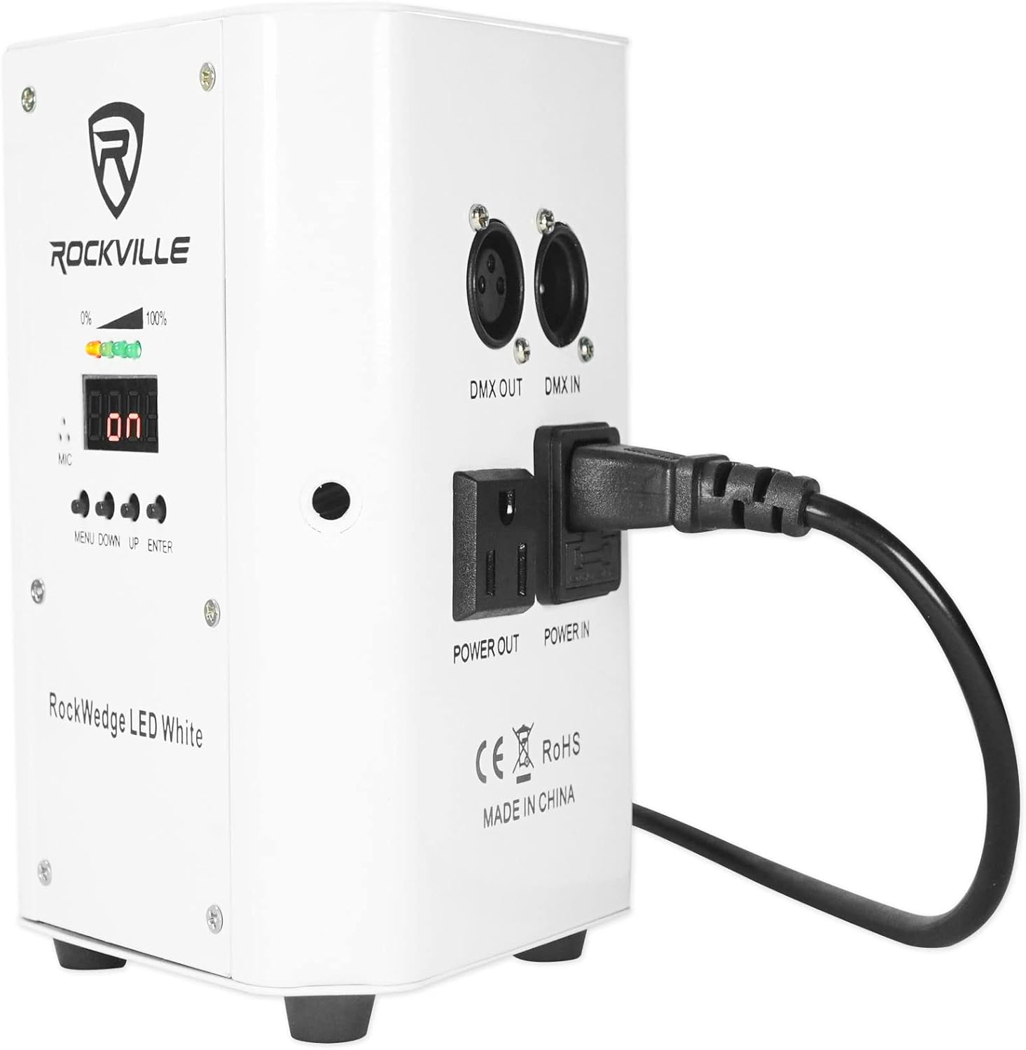 Rockville RockWedge LED White Bundle: (6) RGBWA+UV Rechargeable Wireless DMX Wash DJ Up-Lights, 25W Power Consumption, ROCKFORCE W4 384 Channel Wireless DMX Lighting Controller with MIDI, 7-Items