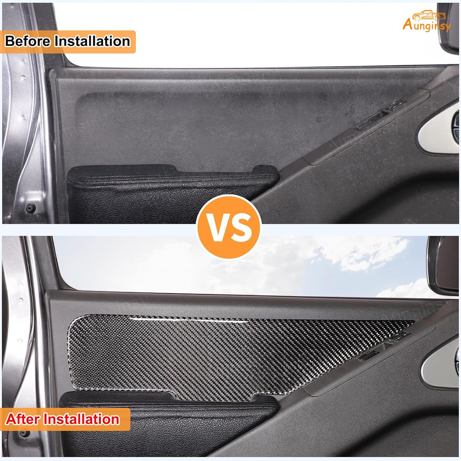 Aunginsy Inner Front Door Armrest Upper Panel Trim Sticker Compatible with Nissan Frontier 2009-2017 Pickup Truck Front Door Armrest Panel Anti-Scratch Decorative Sticker Protection Cover Accessories