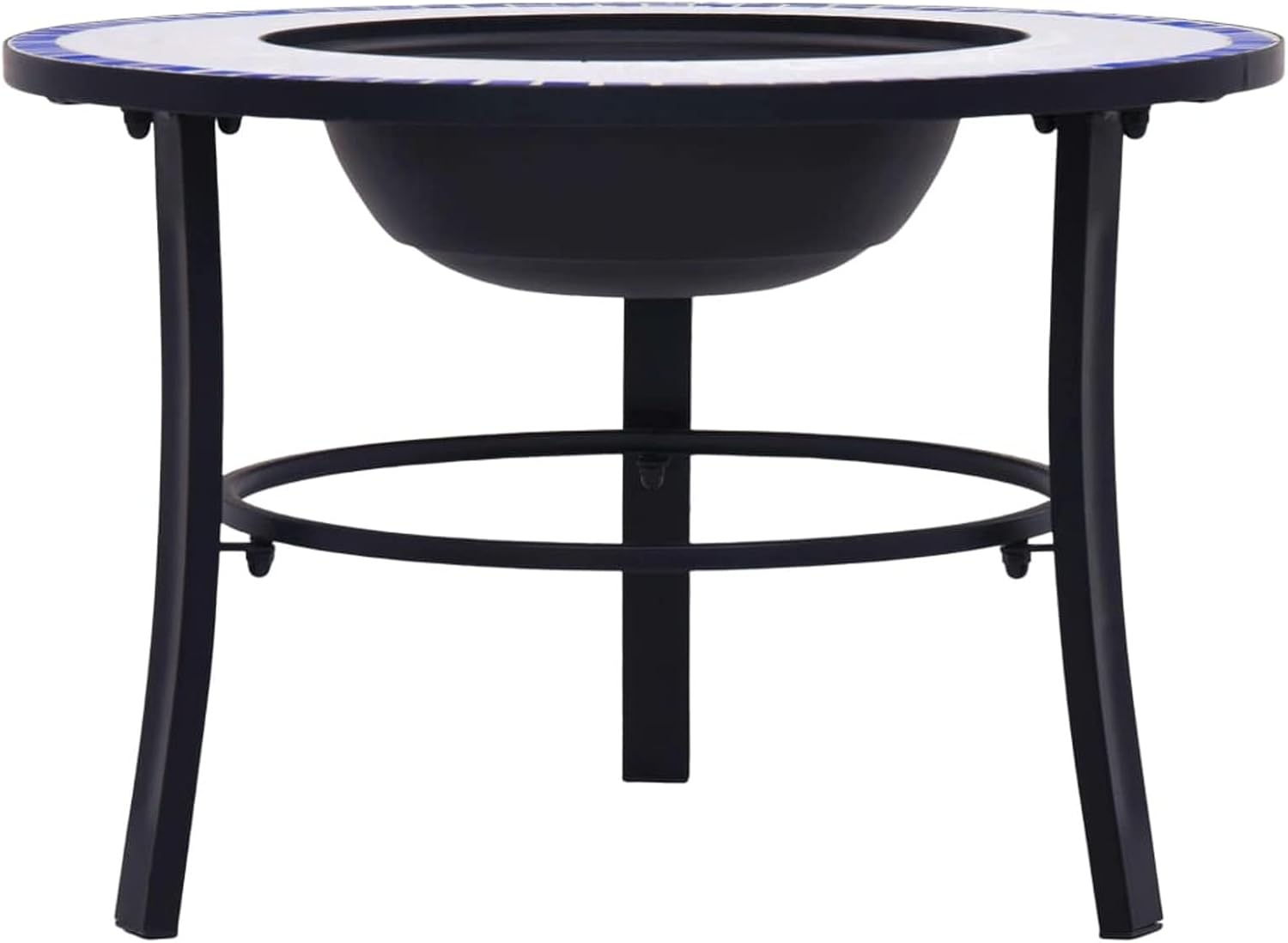 Mosaic Ceramic Fire Bowl Blue and White 68 cm Outdoor Fire Pit Garden Fire Pit Fire Bowl Black for Garden Terrace