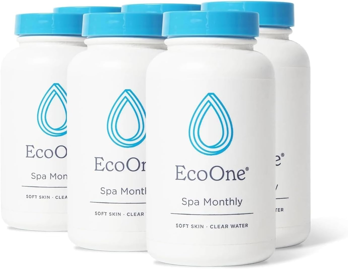 EcoOne Spa Monthly | Gentle All-Natural Spa Treatment | Conditioning Hot Tub, Pool, & Spa Cleaner | Above, In-Ground, or Inflatable Hot Tub Cleaner Stabilizes pH & Alkalinity, 8 Oz, (6-Pack)