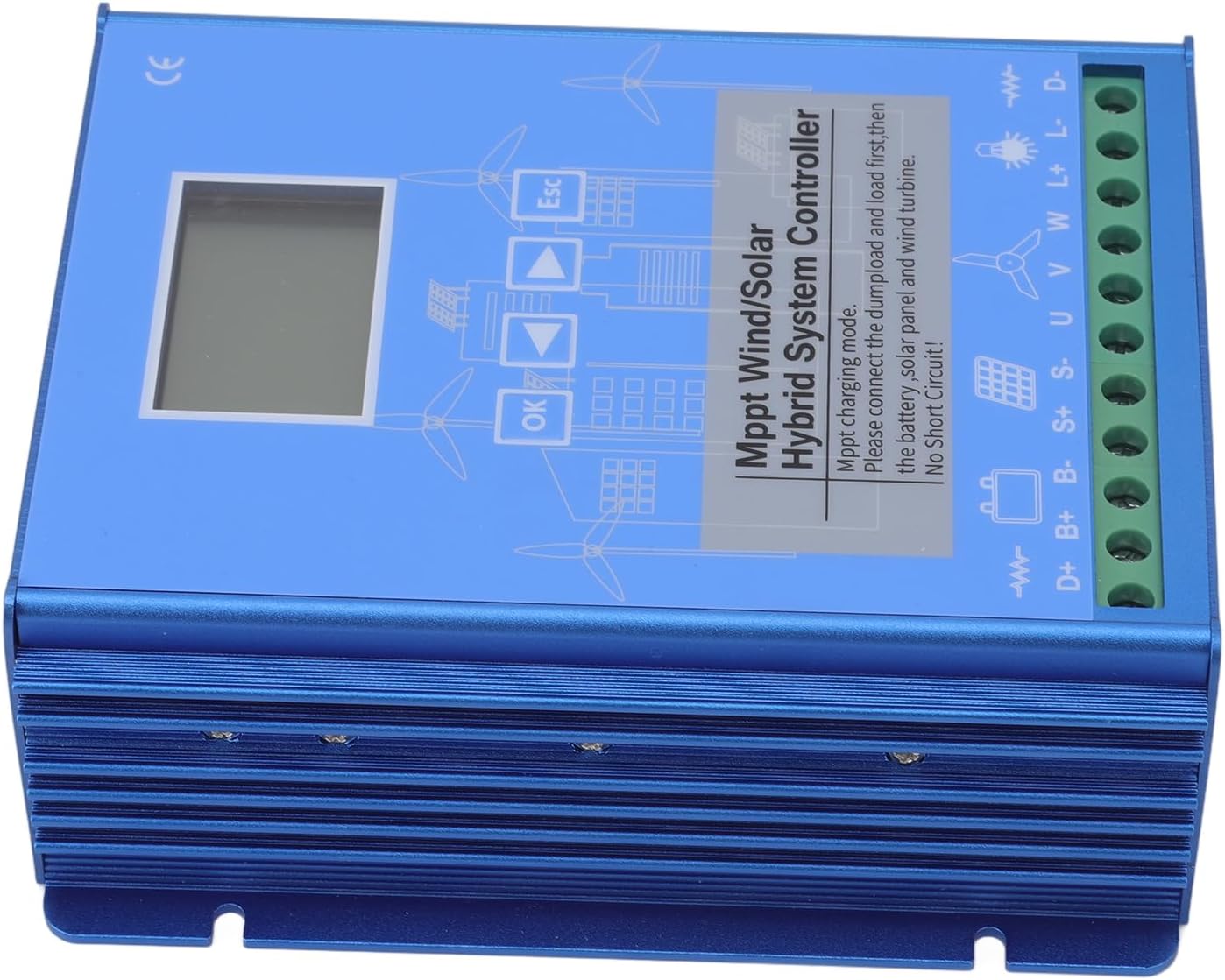 YWBL-WH Wind Solar Hybrid Controller MPPT Boost Charging with LCD Display for Small Off Grid Wind and Solar Power System, for Wind Solar Hybrid Energy Storage Power Station (GPI-8060)