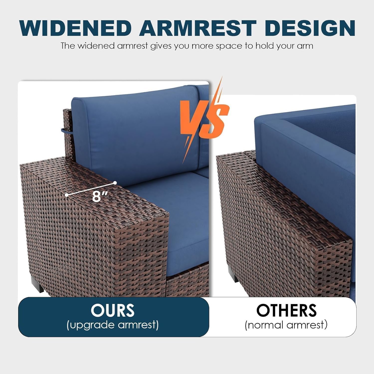 13 Piece Patio Furniture Set with Fire Pit Table, Wide Armrest Outdoor Sectional Sofa Grey Wicker Rattan Conversation Sets, 4'' Thickened Cushion Dark Grey (Include Waterproof Cover)