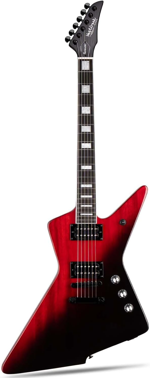 WestCreek Revenge Solid Body Electric Guitar, Heavy Metal Guitar, Right Handed, Heavy Metal Pickups, Rounded End Jumbo Frets, Bone nut, Rosewood Fretboard, Mahogany Body (Gradient Red)