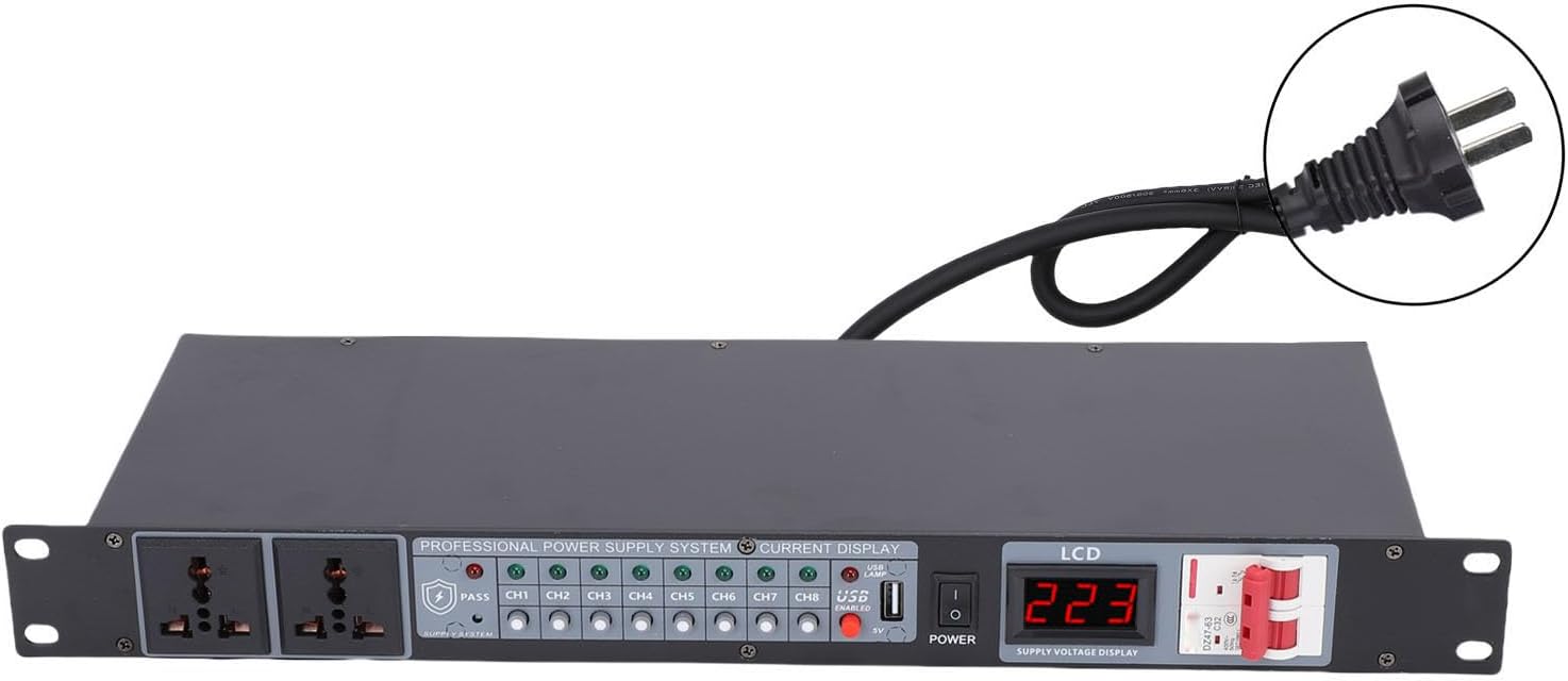 10 Channel Power Sequencer Conditioner, High Power Audio Digital Power Supply Controller Regulator, for Home Theater Stage Studio Use (US Plug)