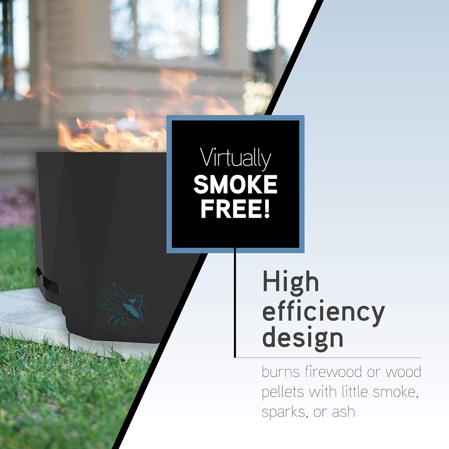 Blue Sky Outdoor Living NHL New York Rangers 24” Steel Peak Patio Smokeless Fire Pit, Firewood and/or Wood Pellet Burning