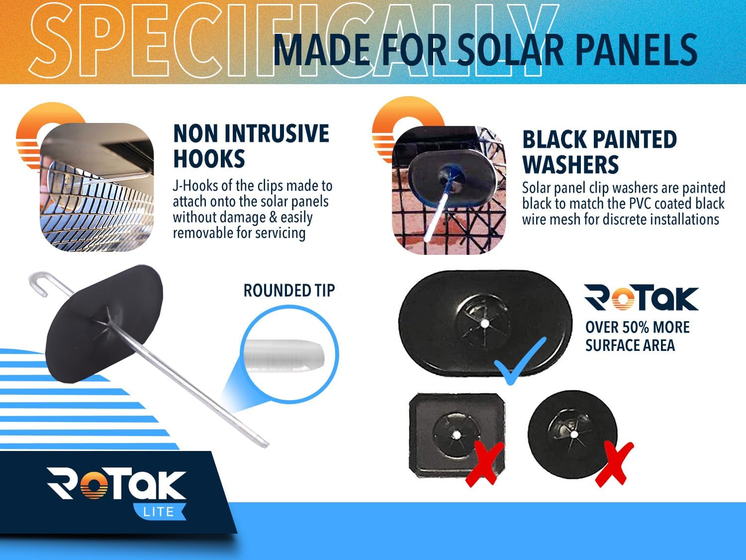 ROTAK Critter Guard - 8in x 100ft Solar Panel Bird Guard with Fastener Clips - Galvanized Black PVC Coated ½ inch Wire Roll Mesh (6