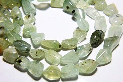 13 inch natural beads strand of 7x9-15x22mm smooth nugget tumble prehnite gemstone beads for DIY jewelry - necklace, bracelet, earring, ring.
