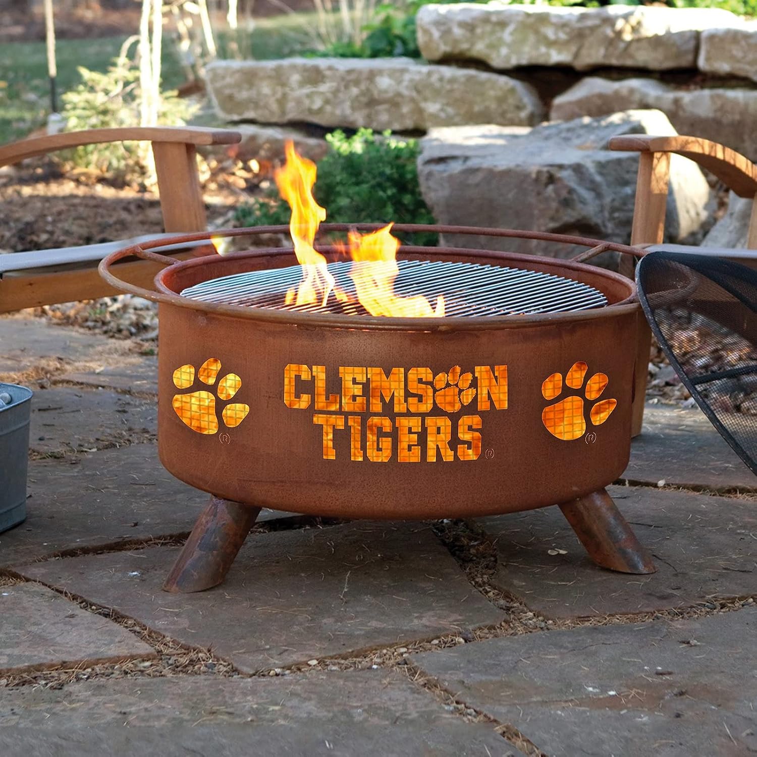 Patina Products F222 Clemson Steel Outdoor Fire Pit - 24 x 24 x 11 inch - Natural Rust Patina Finish