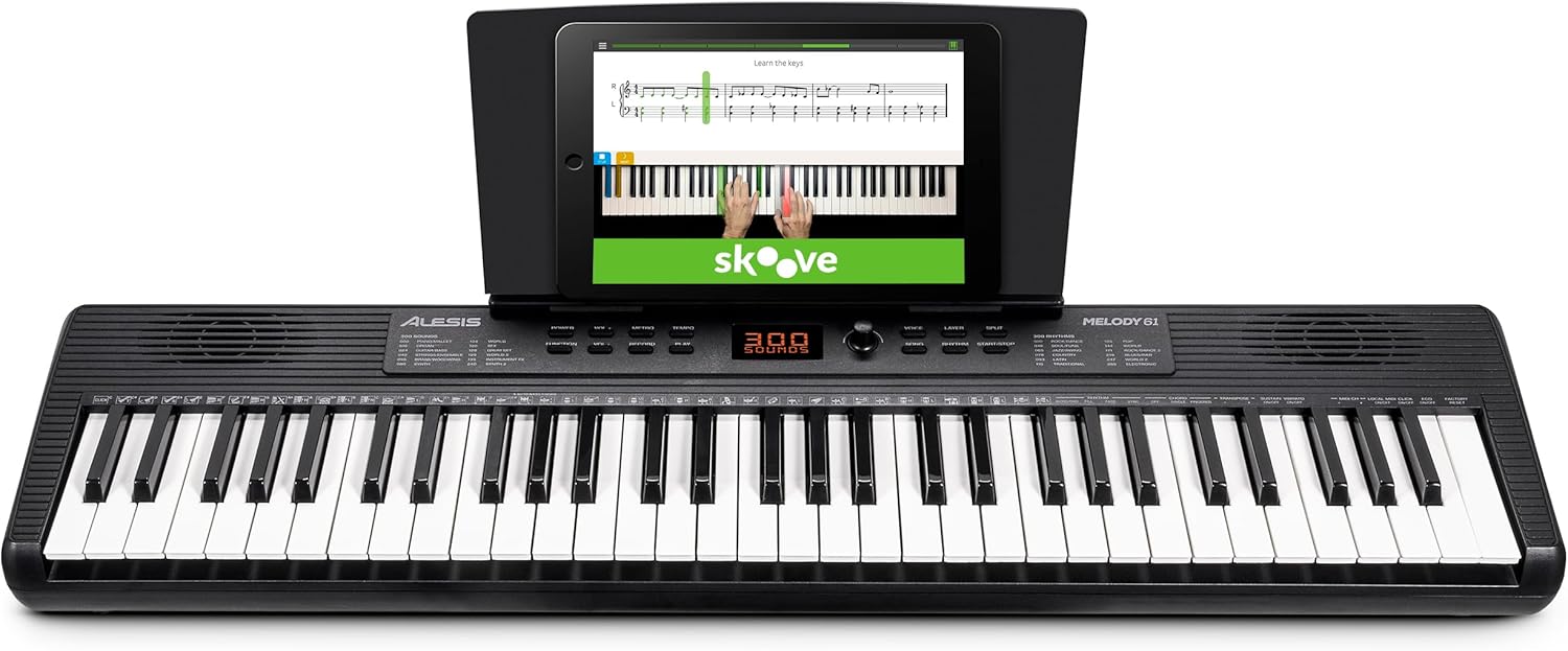 Alesis Melody 61 MK4 Keyboard Piano for Beginners with 61 Keys Speakers, Tablet/Sheet Music Stand, 300 Sounds and Music Lessons