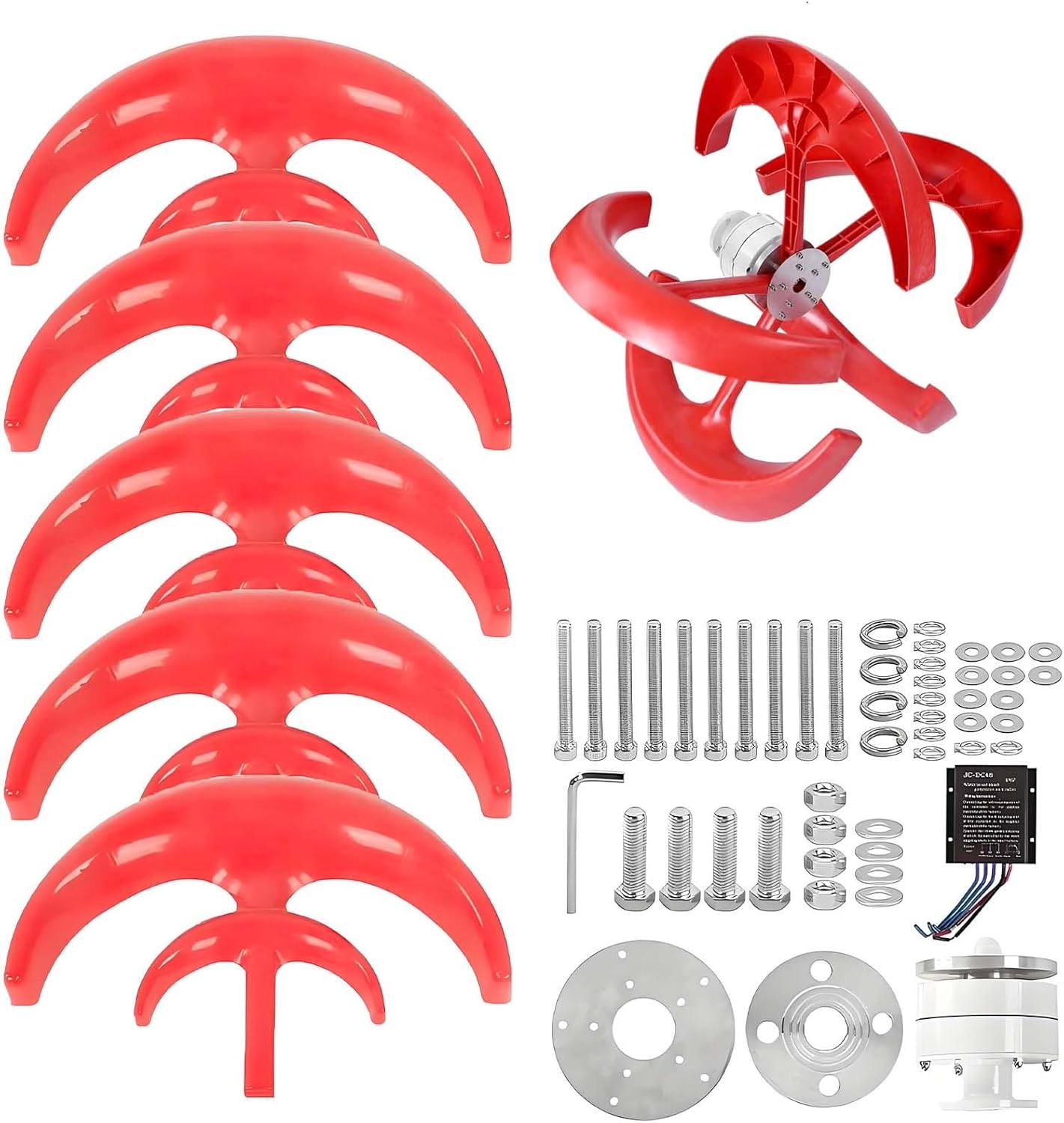 12V/24V Wind Tur-Bine for Off-Grid Home, 5-Blade Generator Kit with 2000W Inverter, Lantern-Type, Low Noise, High Efficiency for Home, Camping, Marine Applications(DC,3000W24V)