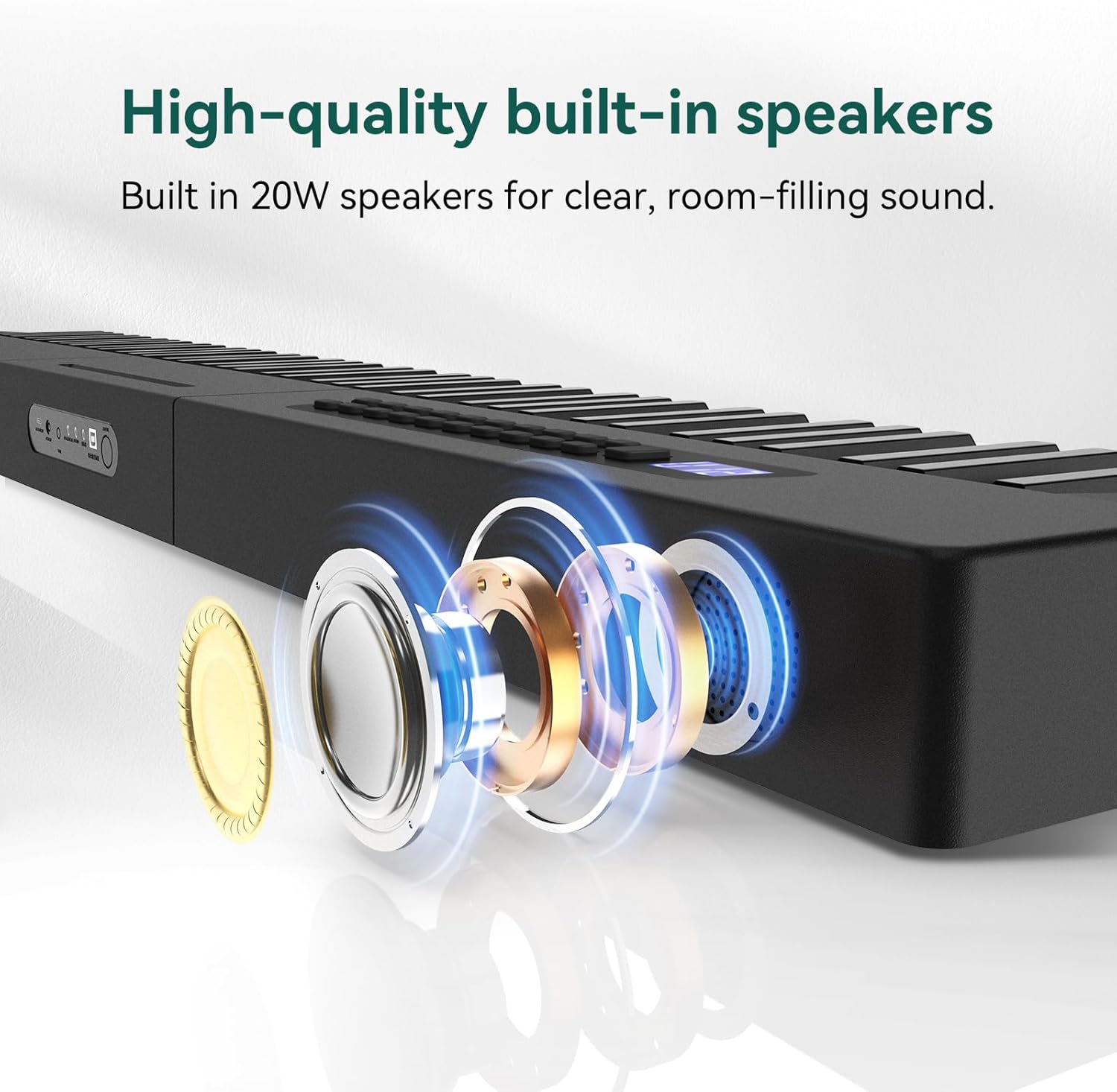 Rosen P21 Semi-Weighted Keyboard 88 Keys Beginner Digital Piano, Portable Electric Piano with Sustain Pedal and Power Supply,Black