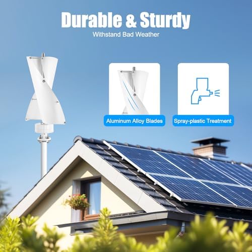 12V 100W Vertical Axis Wind Turbine Generator, Durable Aluminum Blades, Efficient Permanent Magnet System with Controller for Home, Boats, Street Lighting & Renewable Energy Solutions (White)