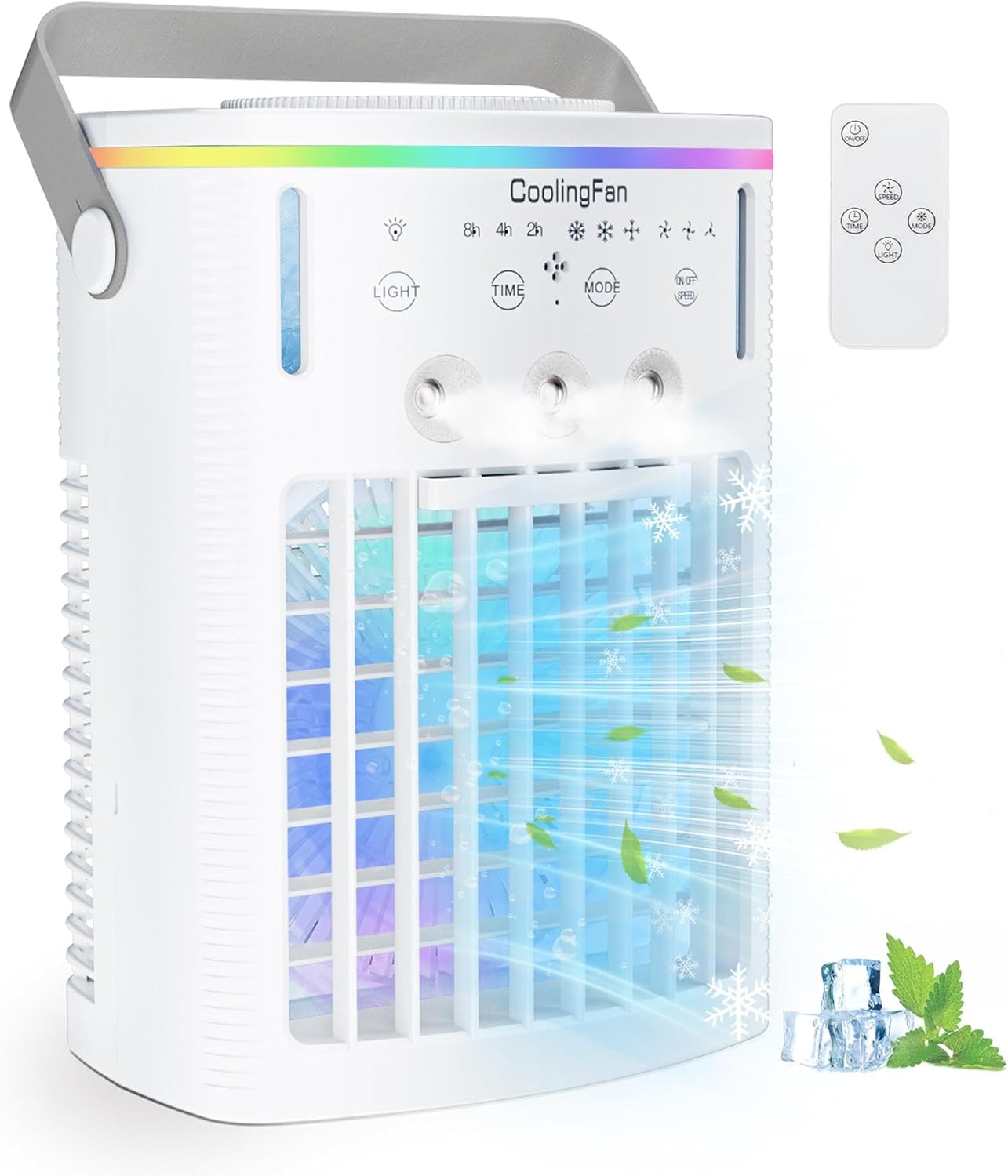 Portable Air Conditioners Cooling Fan: 2025 Upgraded 4-IN-1 Portable AC Unit with 2 Cooler Mist & Speeds1200ml Remote Control Air Conditioner Ultra-Quiet Design Evaporative for Home,Bedroom,Camping