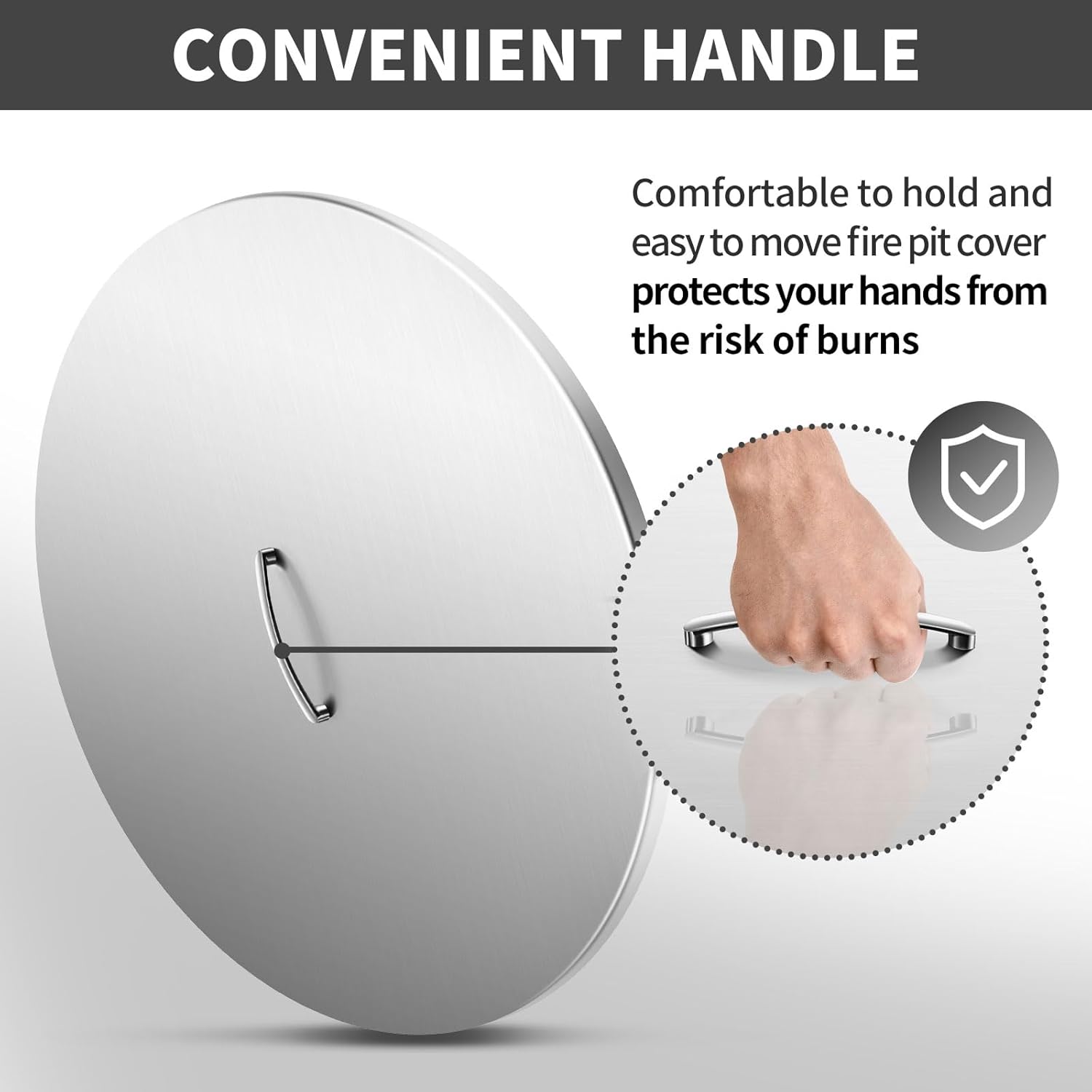 RYFT Fire Pit Lid Round, 34'' Fire Pit Lid, 304 Stainless Steel Fire Pit Cover, Fits 30