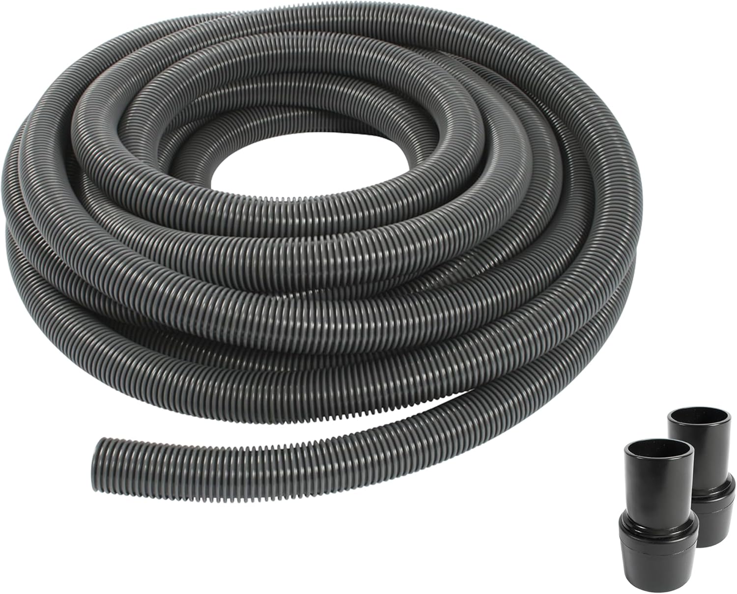 50 Ft. Gray Ultra-Flexible Crushproof Commercial Wet/Dry Vacuum Hose with 1.5 Inch Inner Diameter and 2 Swivel End Cuffs