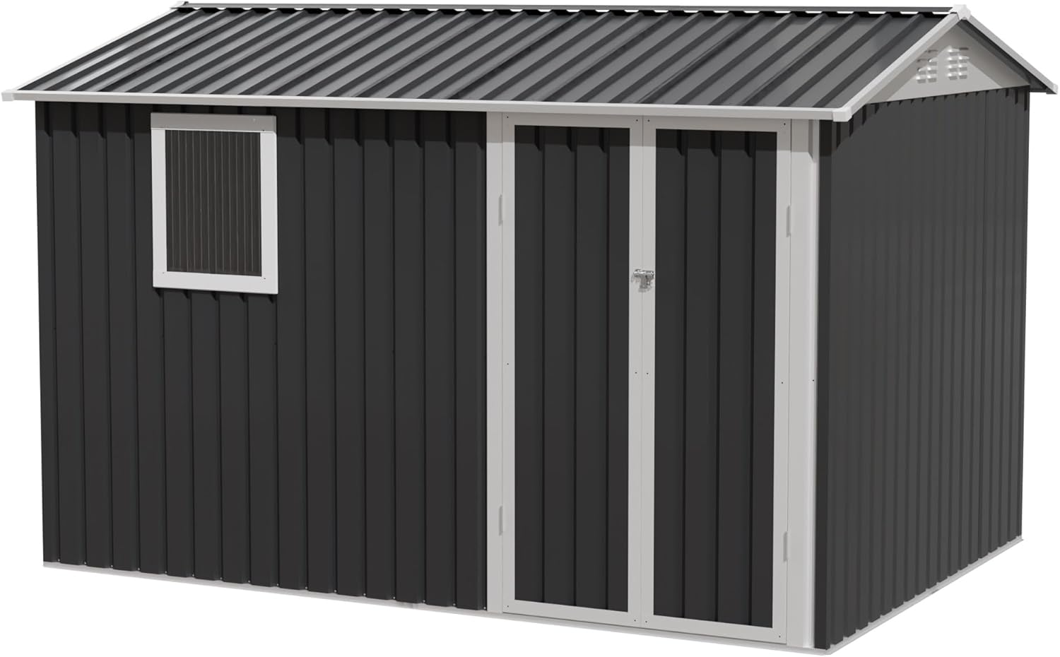 Metal Garden Shed for Patio Backyard Tools House Storage Shed with One Window 9.5 x 6.7FT